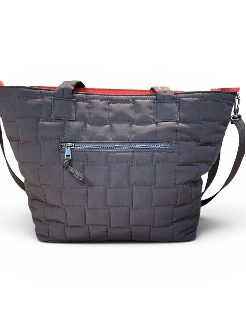 Sakroots Quilted Brown Tote with Crossbody Strap - Orange on Top - Med Size - Picture 2 of 9